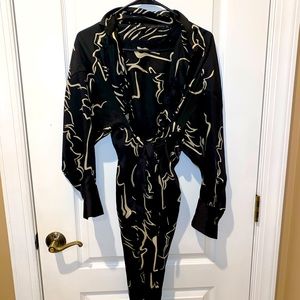 ZARA satin wrap dress with collar